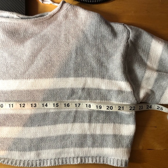 Garage Supersoft Boatneck Sweater Size XS/S Grey White Stripe Cropped Oversized - Picture 4 of 6